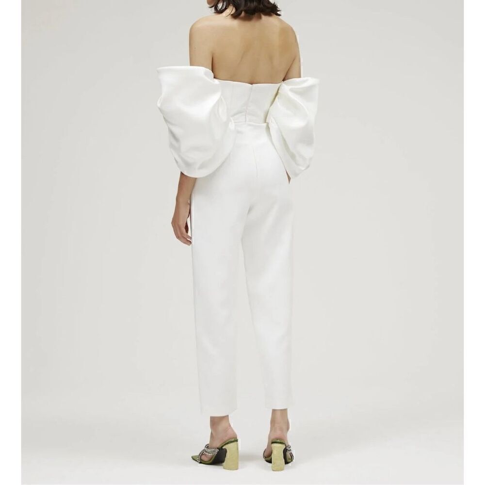 Solace London Womens Polyester Kasey Off The Shoulder Jumpsuit Cream Size 4 - Picture 7 of 16